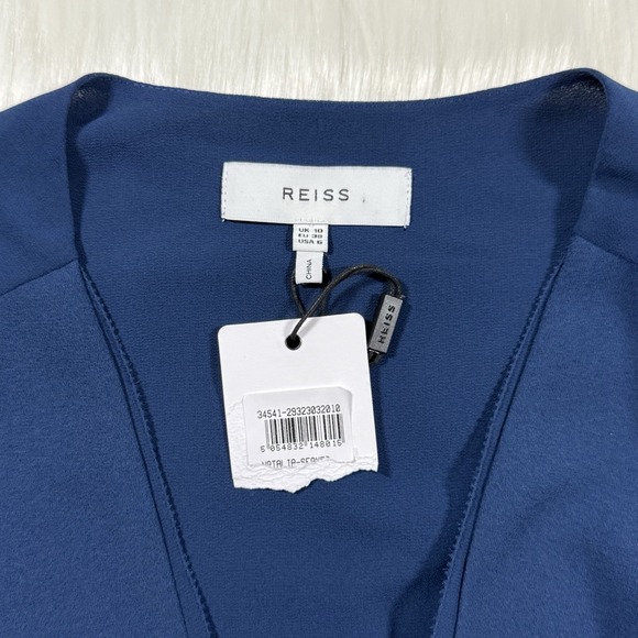 Reiss Women's Size US 6 / UK 10 Blue Teal Natalia V Neck Fit‎ & Flare Mini Dress - Picture 6 of 11